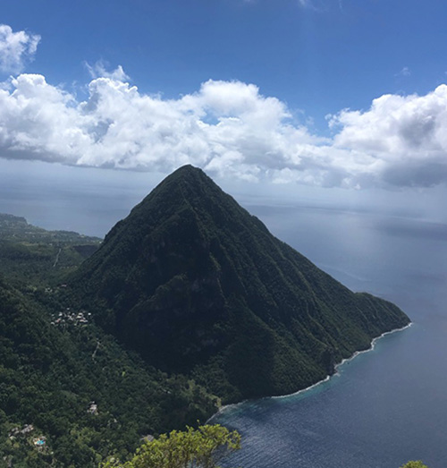 View of the Gros Piton, from the summit of the Petit Piton.